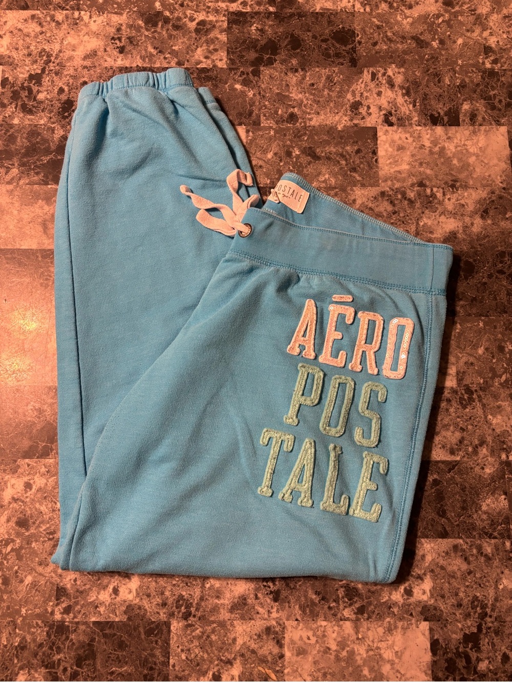 Aeropostale Light Blue Girls' Joggers with Contrast Lettering